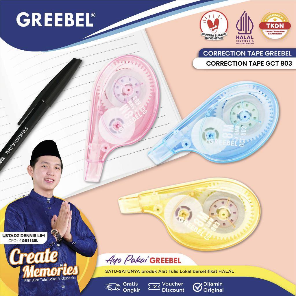 

Correction Tape Greebel GCT-803 ( Pita Koreksi )