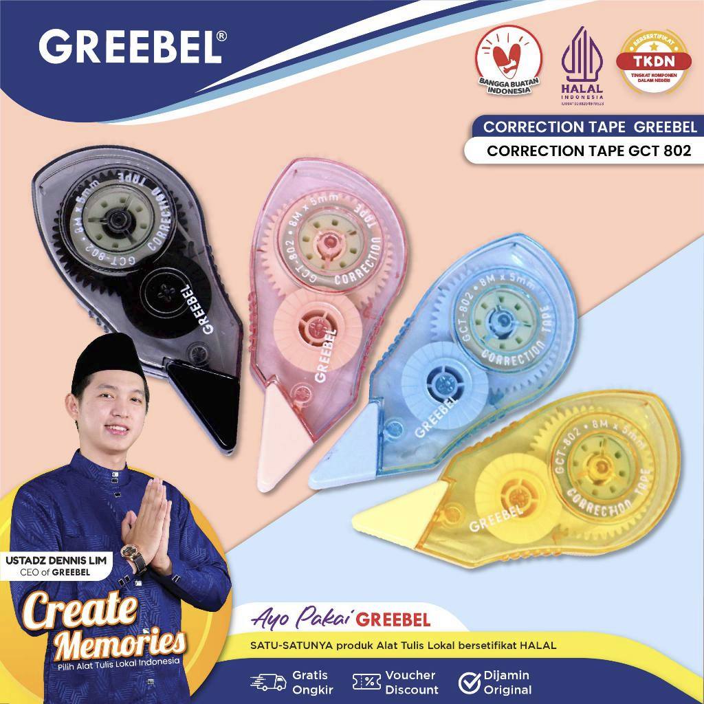 

Correction Tape Greebel GCT-802 ( Pita Koreksi )