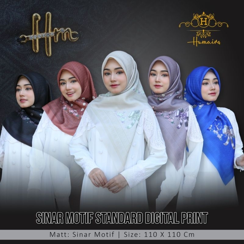 HUMAIRA-Hijab Segiempat Sinar Motif Premium/Kerudung Sinar Motif Standar Premium laser cut