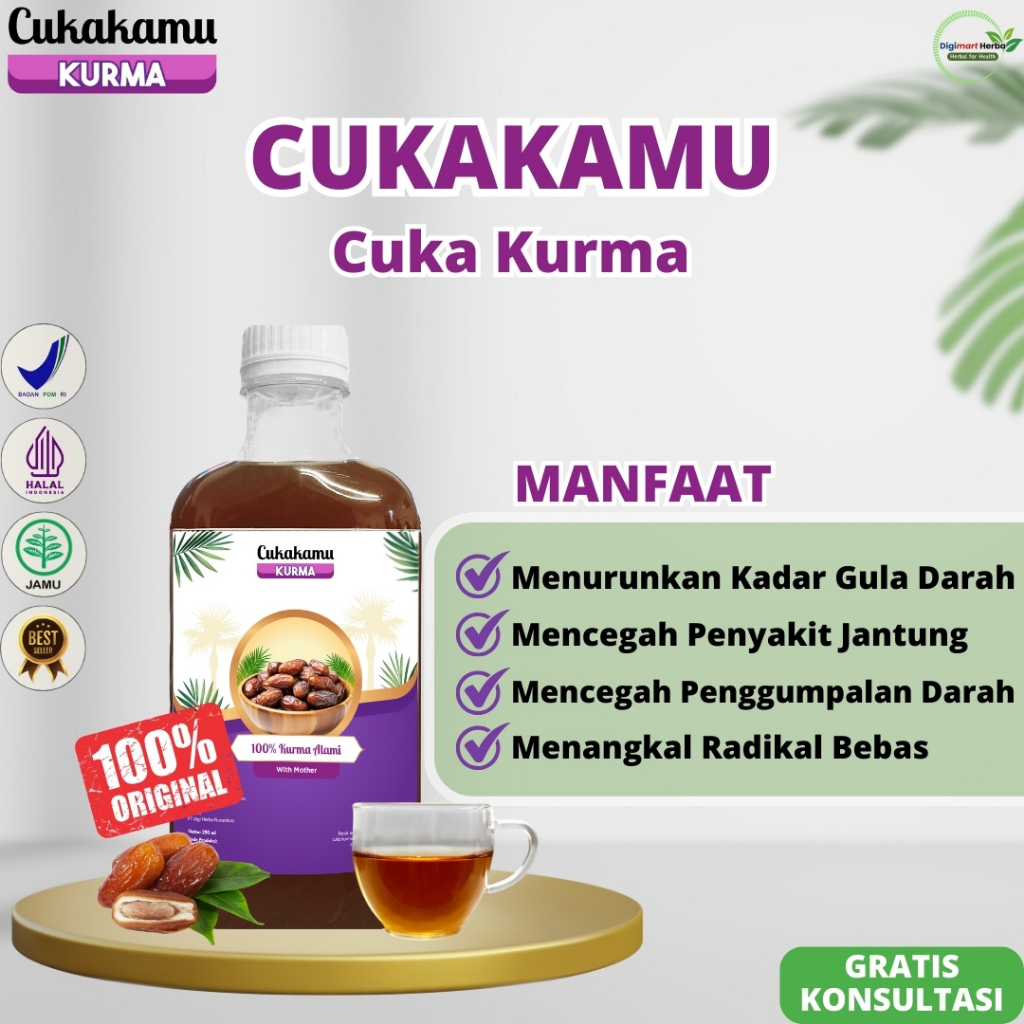 

CUKAKAMU Cuka Kurma Asli 300ml - Turunkan Gula Darah & Jaga Jantung | BPOM HALAL