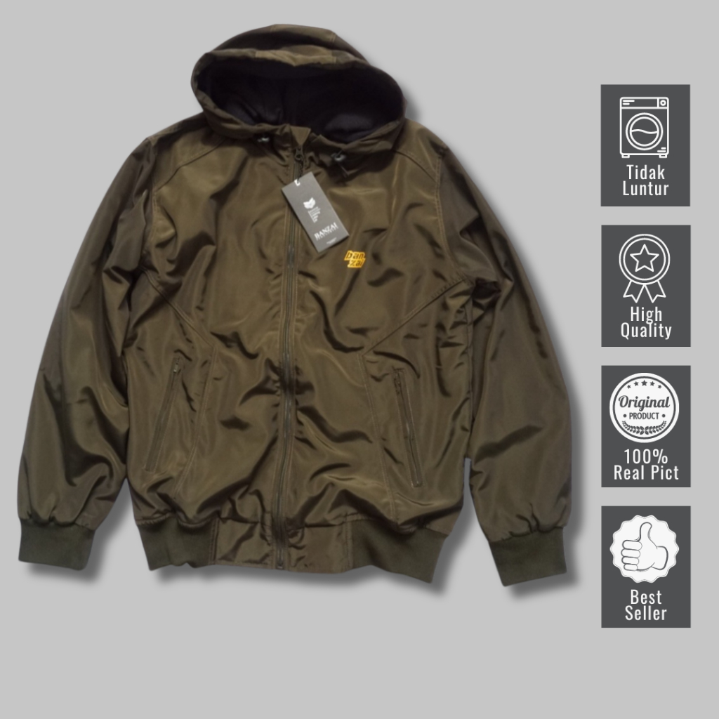 JAKET HOODIE PRIA CASUAL SIMPLE ORIGINAL ROCKCABLE - JAKET PARASUT MOTOR PRIA JAKET BOMBER WATERPROO