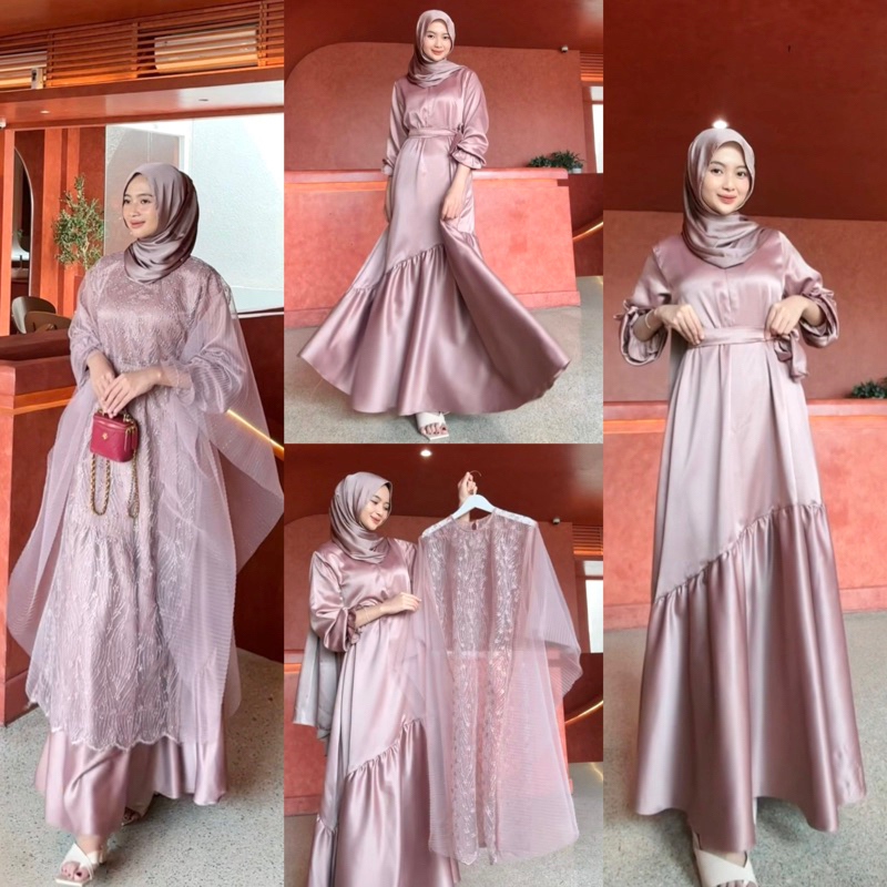 DYRAA KAFTAN ONE SET INNER OUTER DRESS KONDANGAN BUSUI FRIENDLY GAMIS SILK PREMIUM BEST SELLER GAUN 