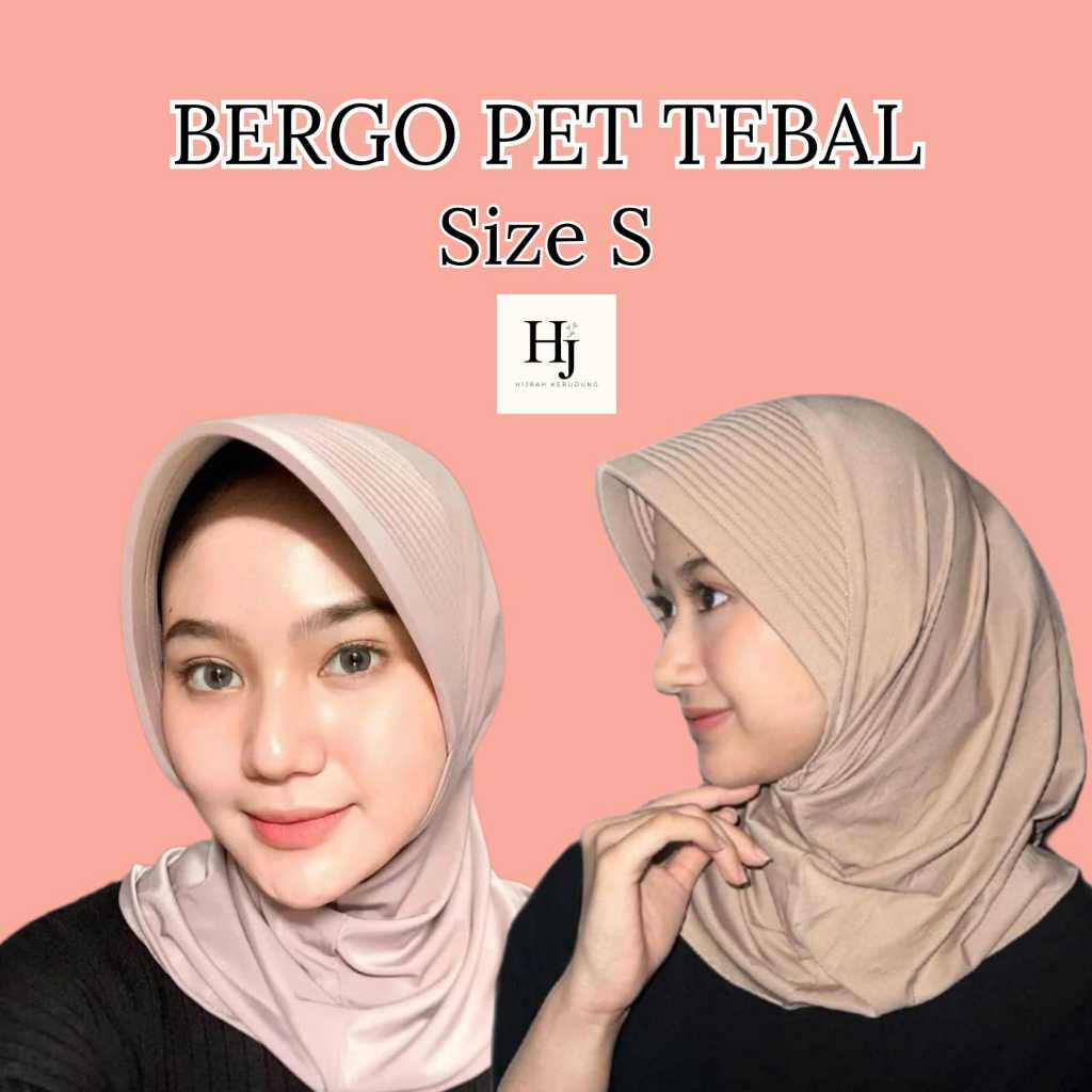 Hijab Bergo [ PET TEBAL ] Size S | Bergo Sport | Hijab Instan Pet Besar | Jilbab Instan Olah Raga