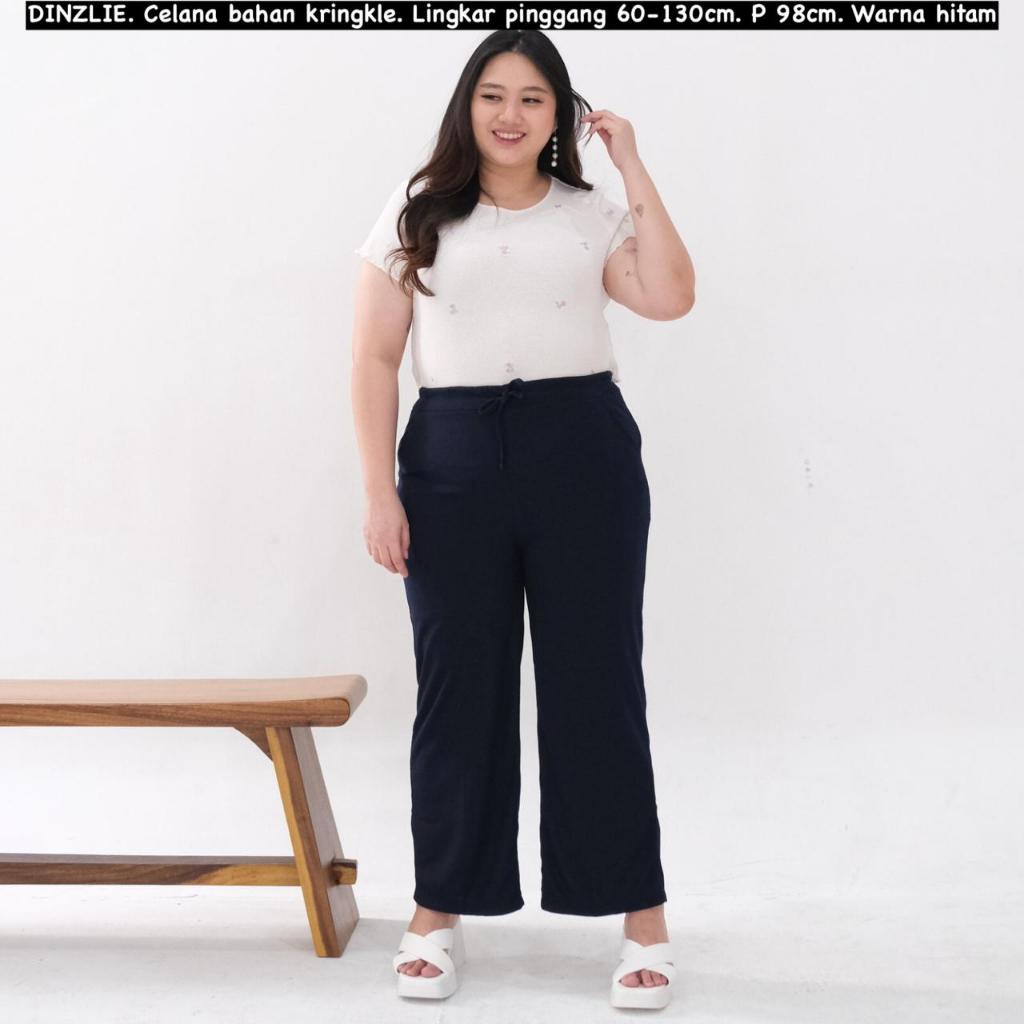 CELANA PANJANG WANITA POLOS KULOT WARNA HITAM BLACK BIGSIZE JUMBO XXL XXXL