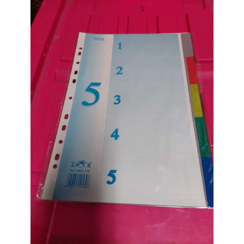 

PEMBATAS DIVIDER KERTAS 5 SEKAT UKURAN FOLIO / A4 BAHAN PLASTIK