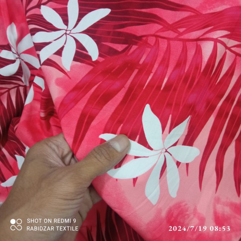 KAIN KATUN RAYON TRANTREX LUX,S PREMIUM DAUN KELAPA BUNGA PUTIH