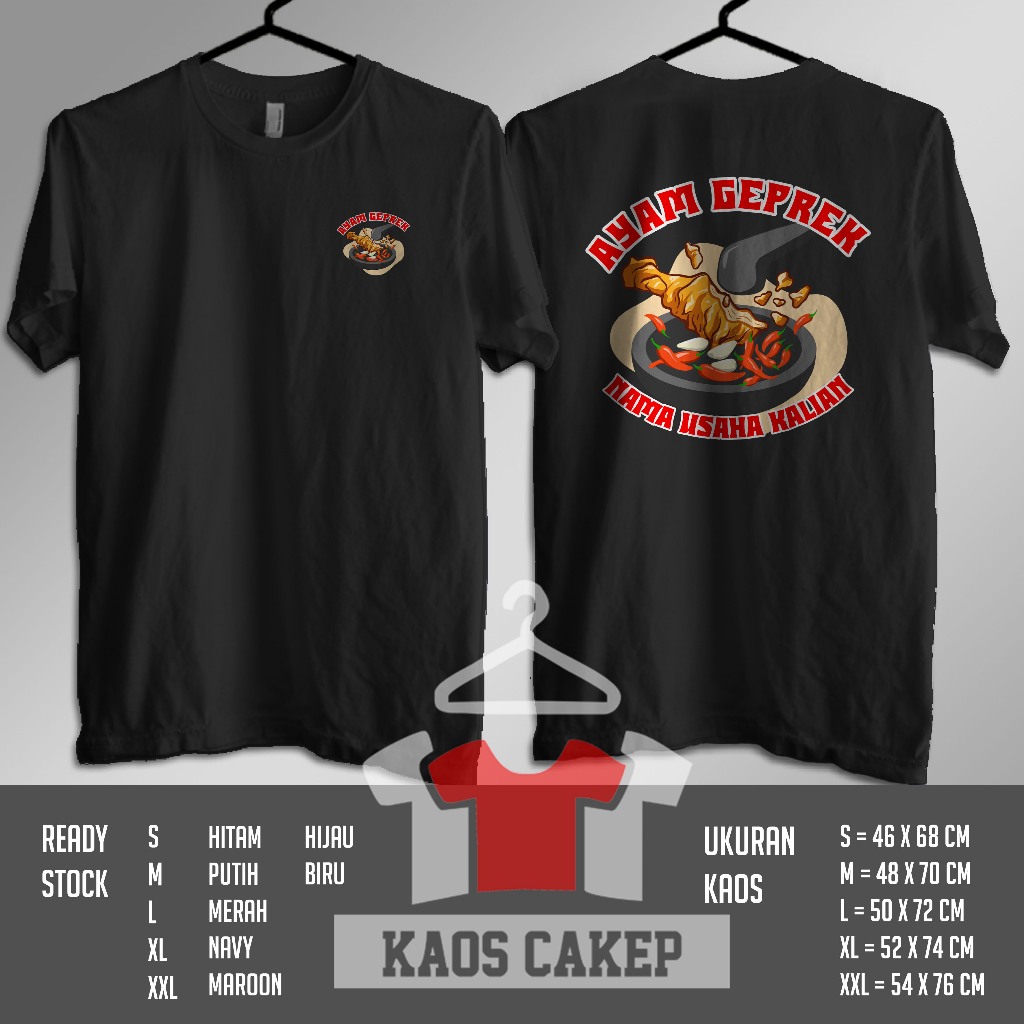 Kaos Makanan Ayam Geprek Gratis Nama Kamu Baju Distro