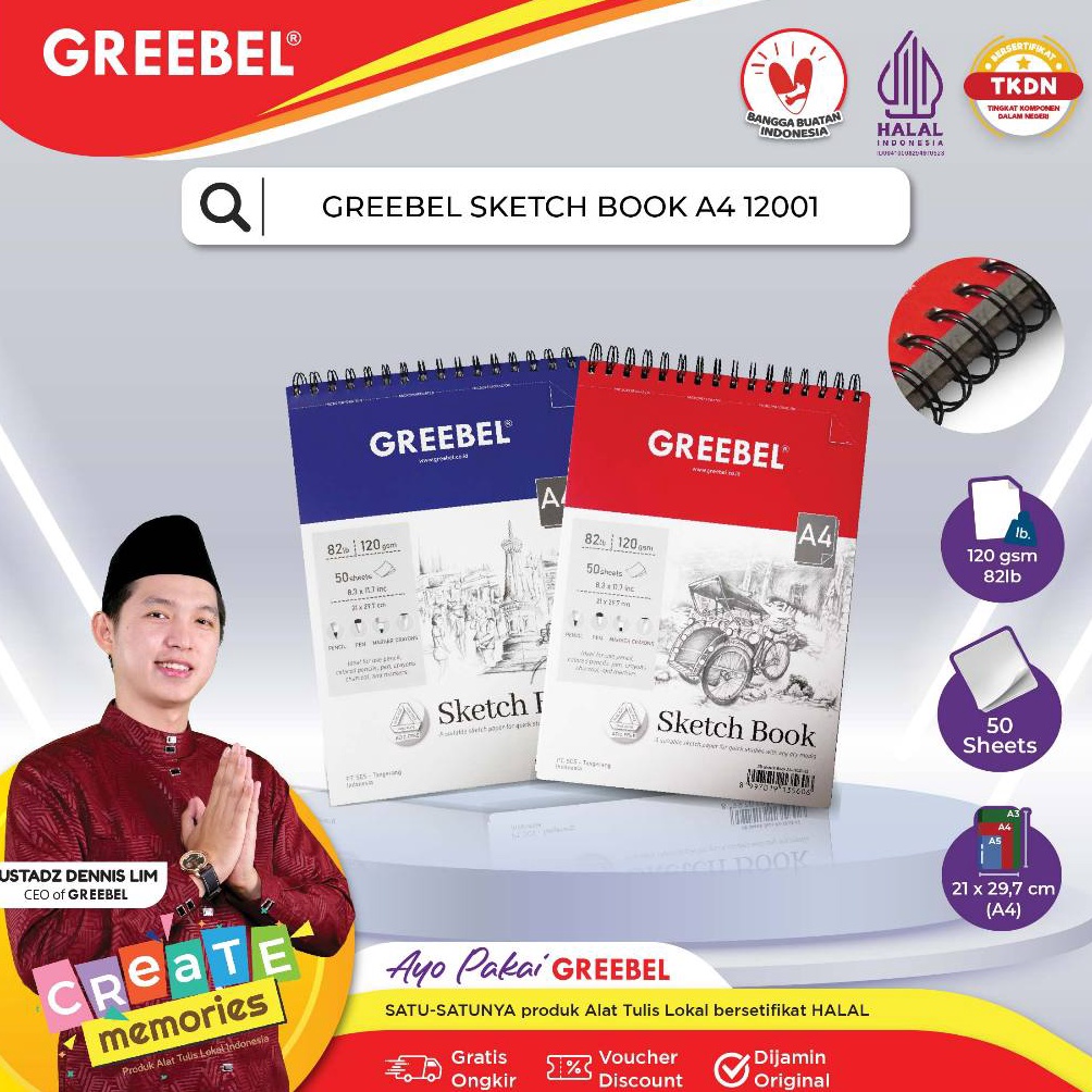 

GREEBEL SKETCHBOOK A4 121 Buku Gambar Sketsa Drawing Book KODE X2D5