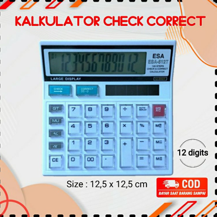 

Kalkulator Putih Check Correct 12 Digits Tahan Lama Auto Reply Calculator Free Baterai KODE K2W3
