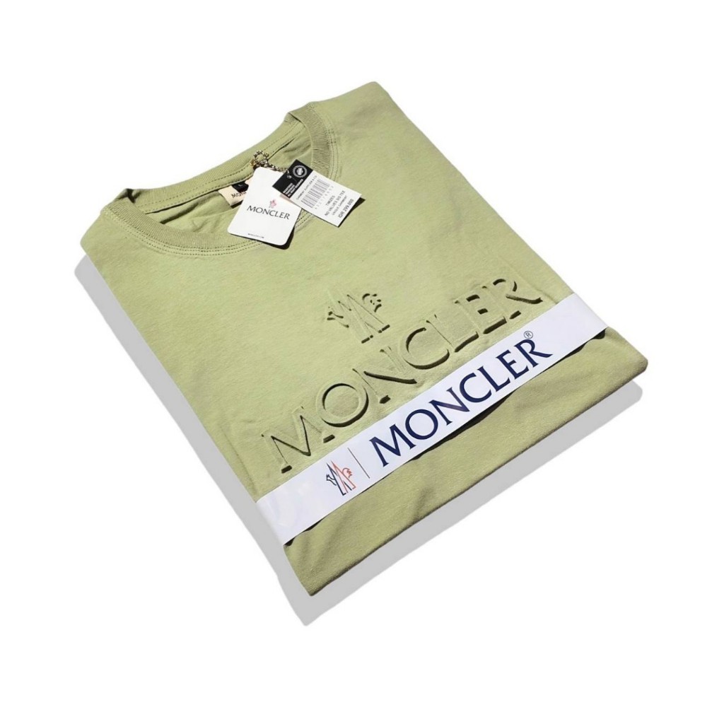 T-shirt Kaos Emboos MONCLER Distro/Kaos Pria Lengan Pendek Loggo Embos Full Tag Dan Label Tag Bran M