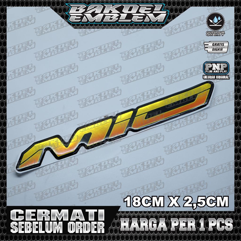 emblem timbul yamaha mio / stiker timbul mio / emblem yamaha mio smile / emblem timbul mio warna gol