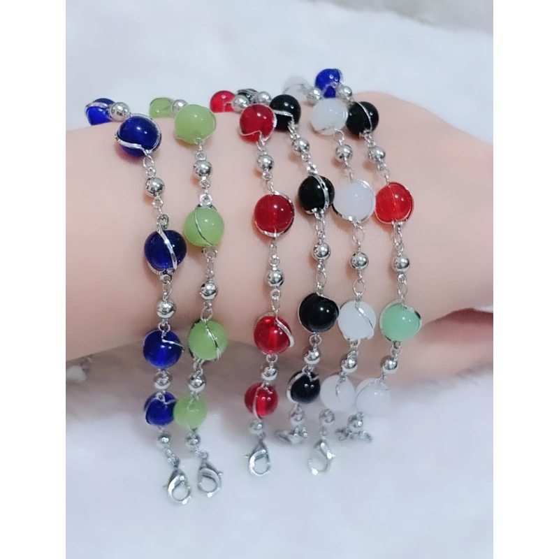 gelang giok batu warna warni fashion cakep