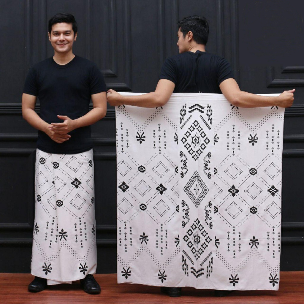 Sarung Batik Dewasa Motif Balimun Putih Modern Bahan Rayon Halus