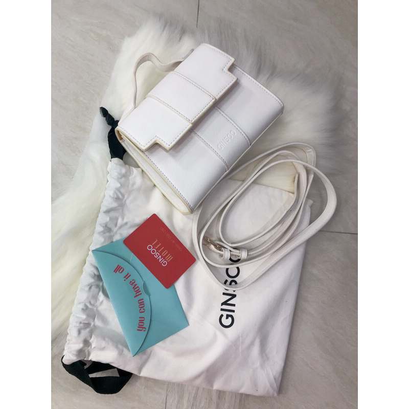 PRELOVED GINSOO 33 Belt/ Crossbody Bag - in White/ Convertible Vegan Bag Sustainable/ Tas Wanita Sel