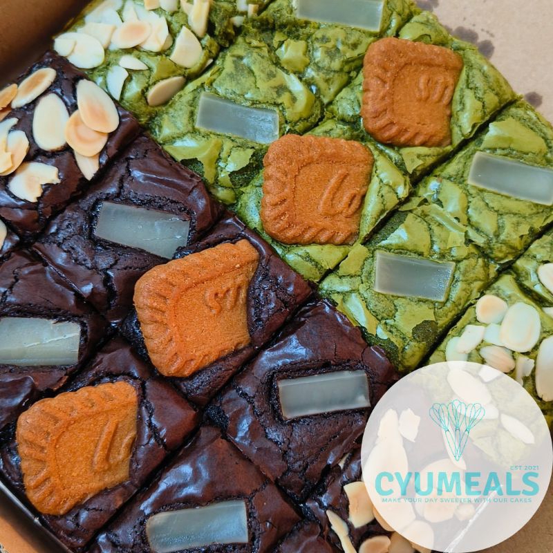 

Fudgy Brownies Mix Coklat Matcha || brownies panggang Coklat Matcha