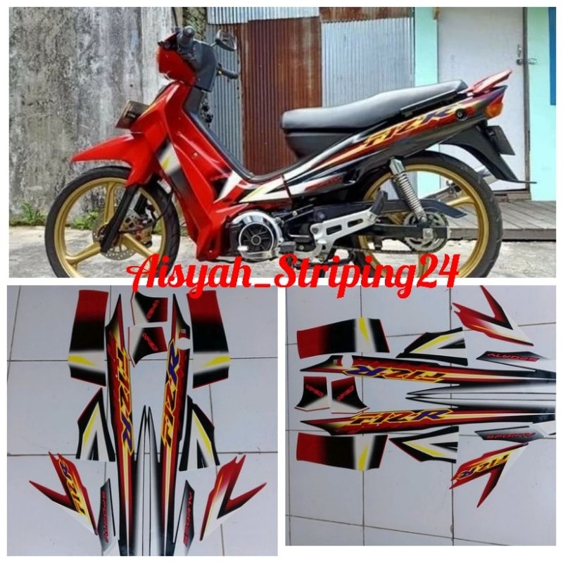 stiker striping lis bodi motor Yamaha FizR sporty  YPCS 2003 hitam merah