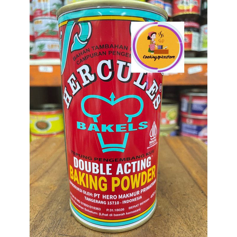 

Hercules Double Acting Baking powder 450 gr /tepung pengembang kue Halal KALENG JUMBO