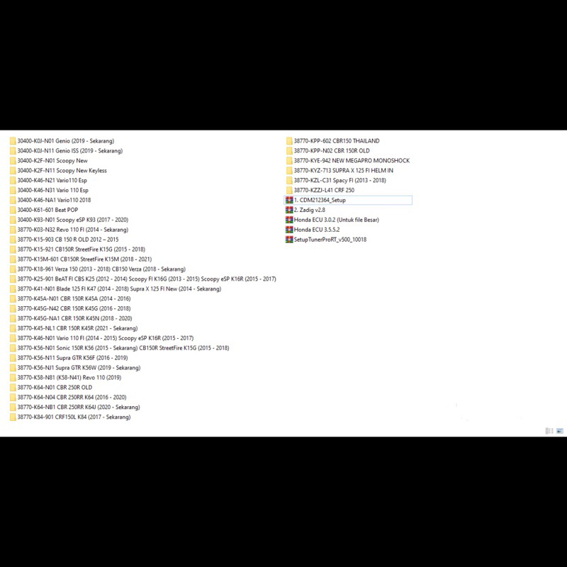 35 file Bin & Xdf motor Honda tipe ECU Keihin