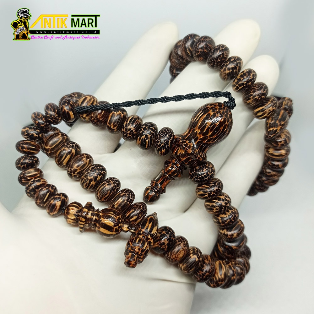 Tasbih kayu bertuah liwung macan model pipih