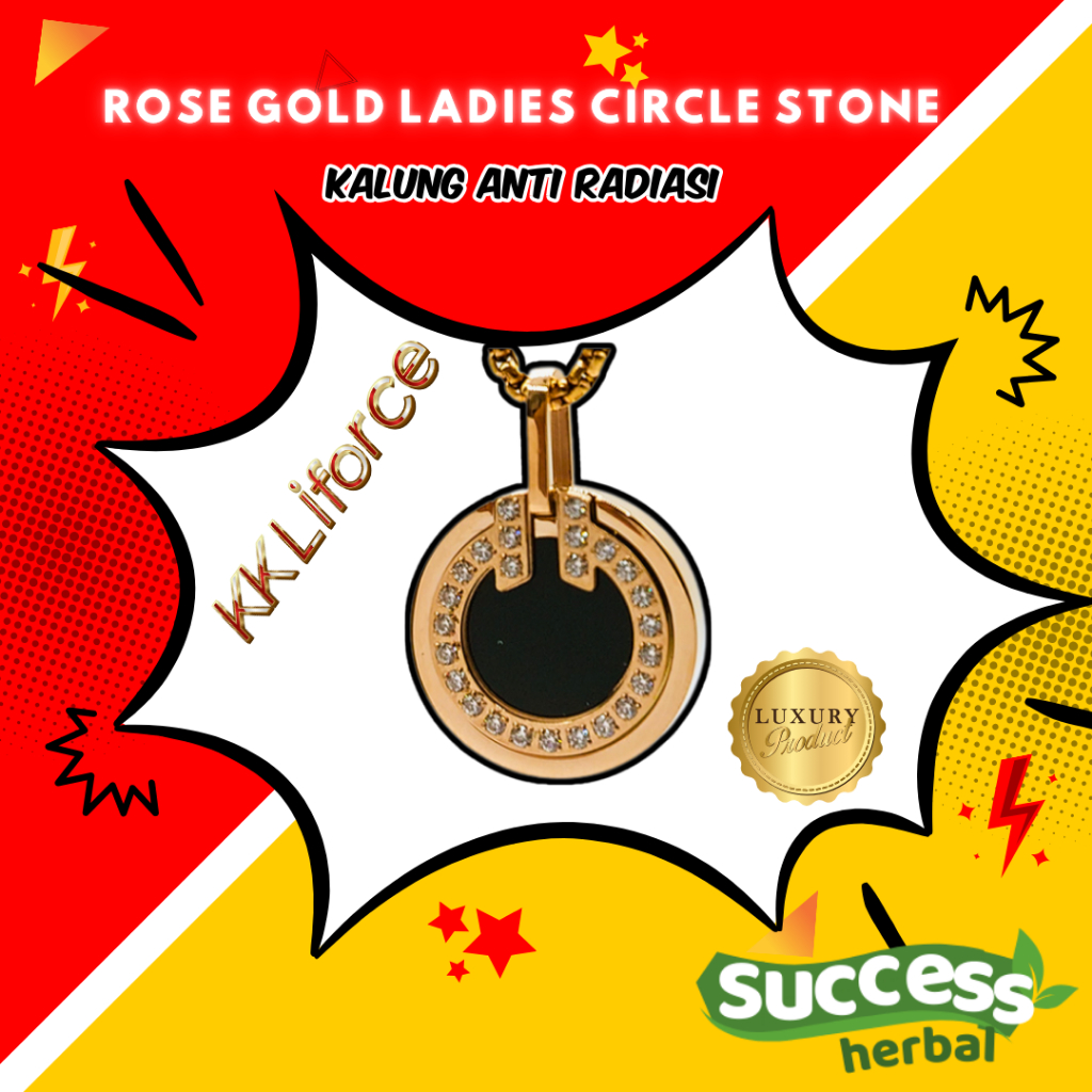 Kalung Energi untuk Kesehatan KK Liforce KK Lifeforce Rose Gold Ladies Circle Stone  |Penangkal Anti