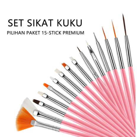 

15pcs/set Kuas Nail Set Kuku Art Tools | Kuas Kuku Lukis Lengkap