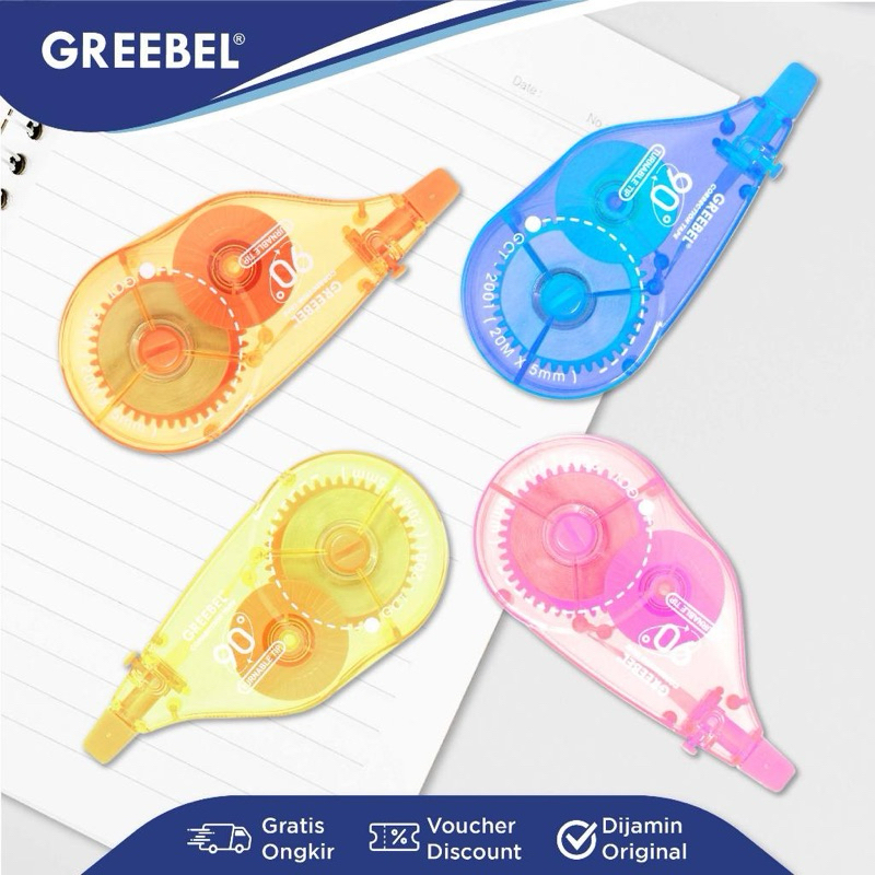 

GREEBEL Correction Tape GCT-2001 / Tip-ex Kertas Roll, Tipe X Kertas pulpen, Pita Koreksi, Tip X