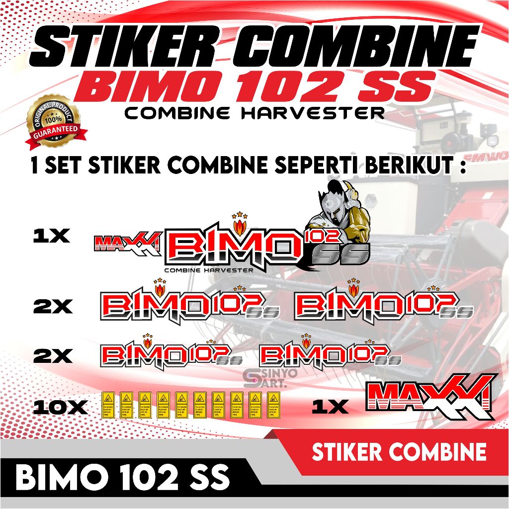 Stiker Combine Bimo 102ss - Stiker Full Combine Harvester 102ss