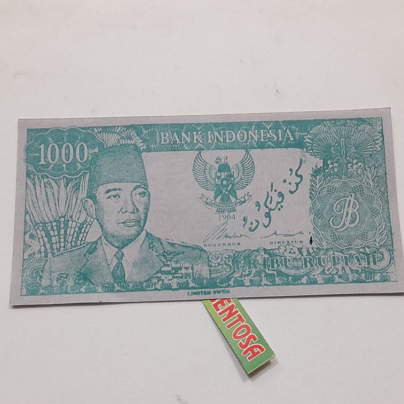 GROSIR uang soekarno serimpi 7 melengkung pecahan 1 rupiah hijau