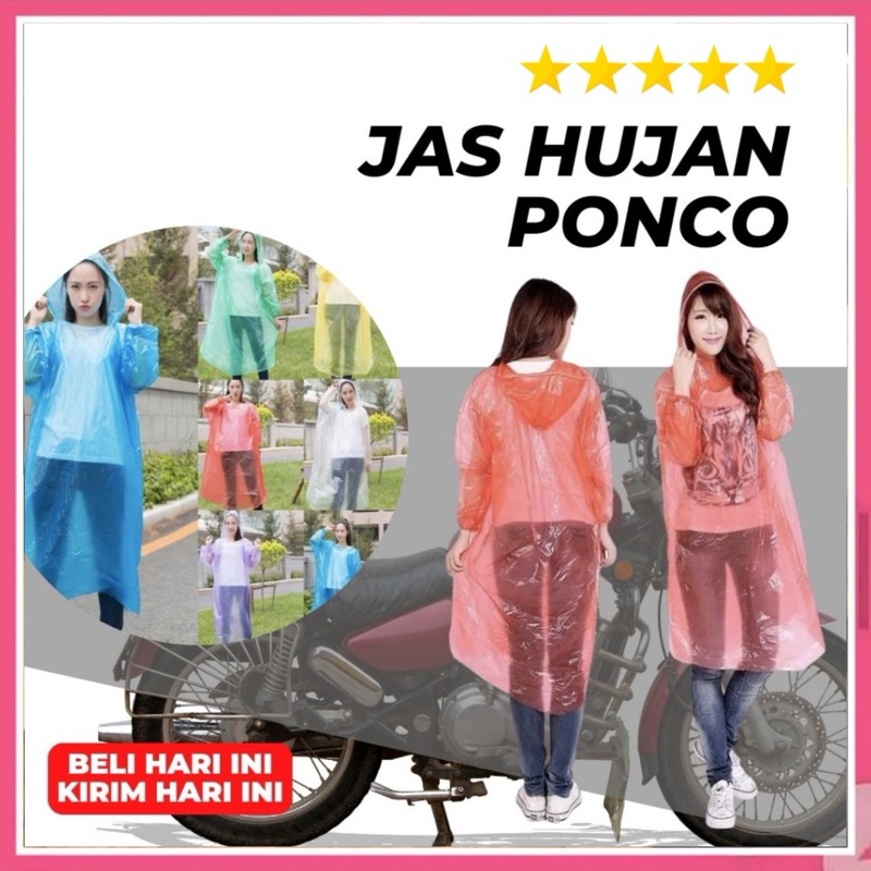 [ COD ] JAS HUJAN PLASTIK MURAH BENING JUMBO SEKALI PAKAI / Jas Hujan Anak Dewasa Tebal Sekali Pakai