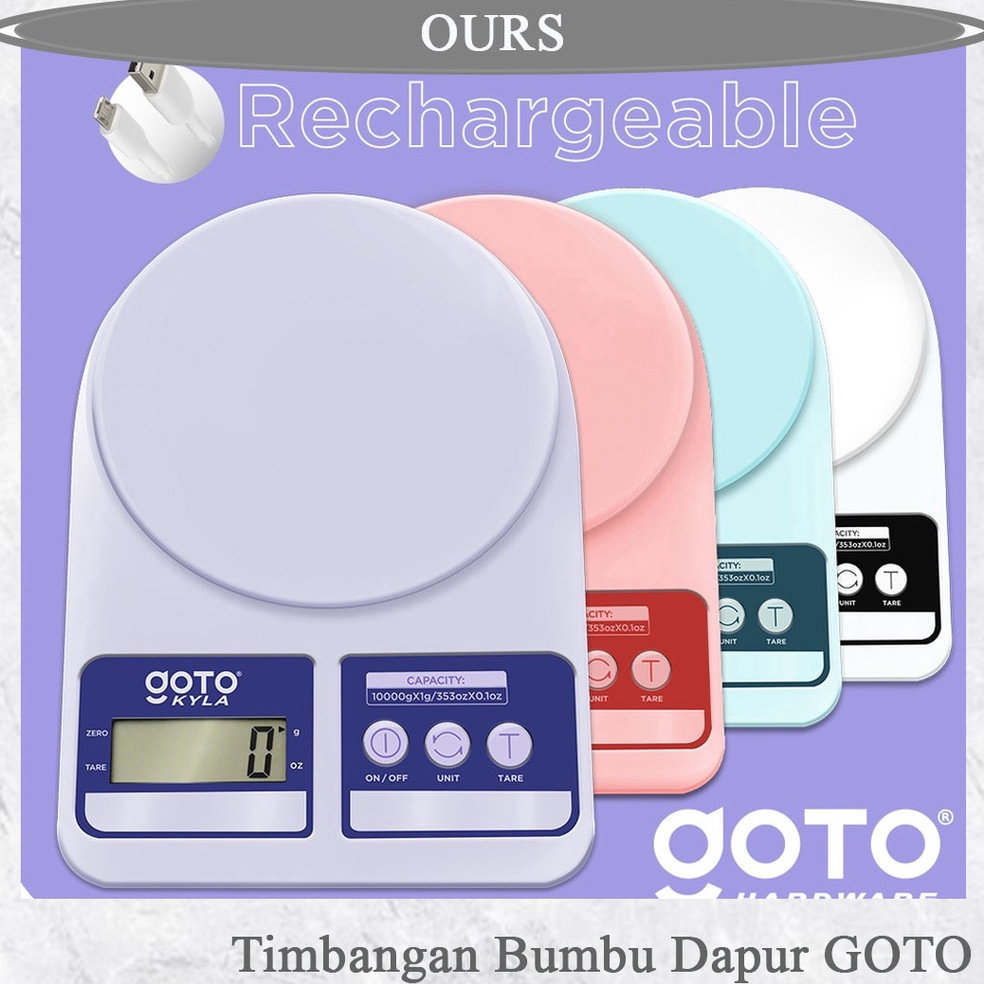 Menarik Goto Kyla Kitchen Scale Timbangan Bumbu Dapur Timbangan Kue Digital Charge LED Timbangan