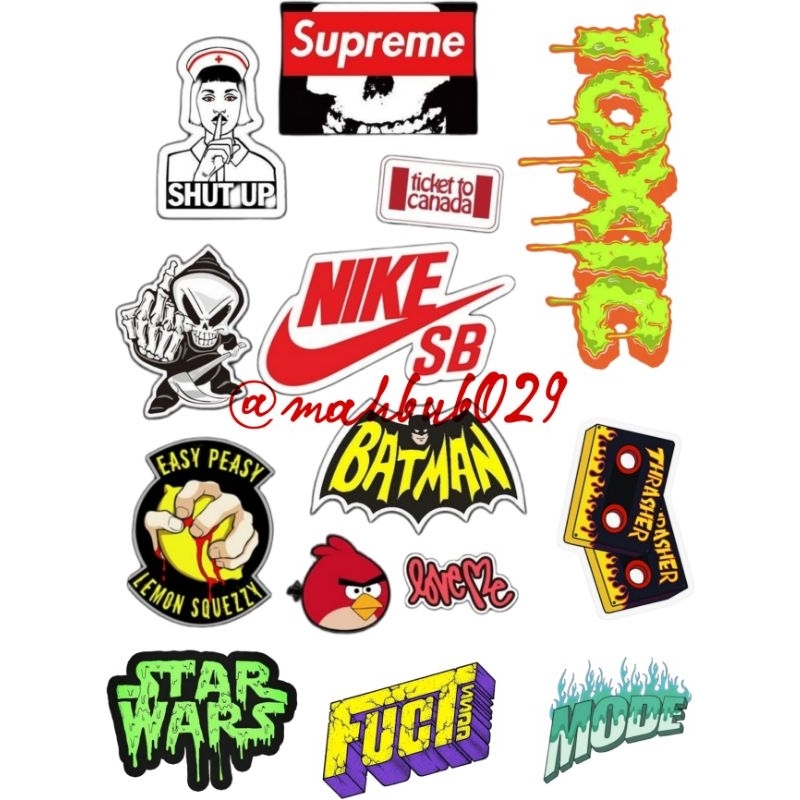 

Stiker Pack Hypebeast Aesthethic Vinyl Waterproof Sticker untuk Dekorasi Koper Laptop isi 15 pcs