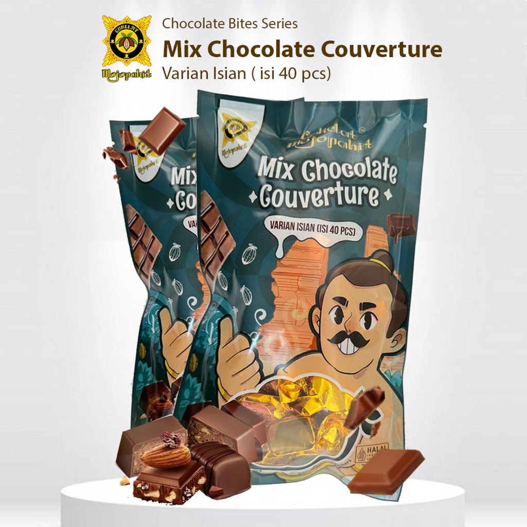 

Mix Chocolate Couverture Varian Isian Isi 40 pcs 200 gr I Cokelat Mojopahit I Cokelat Couverture Bebragi Macam isian