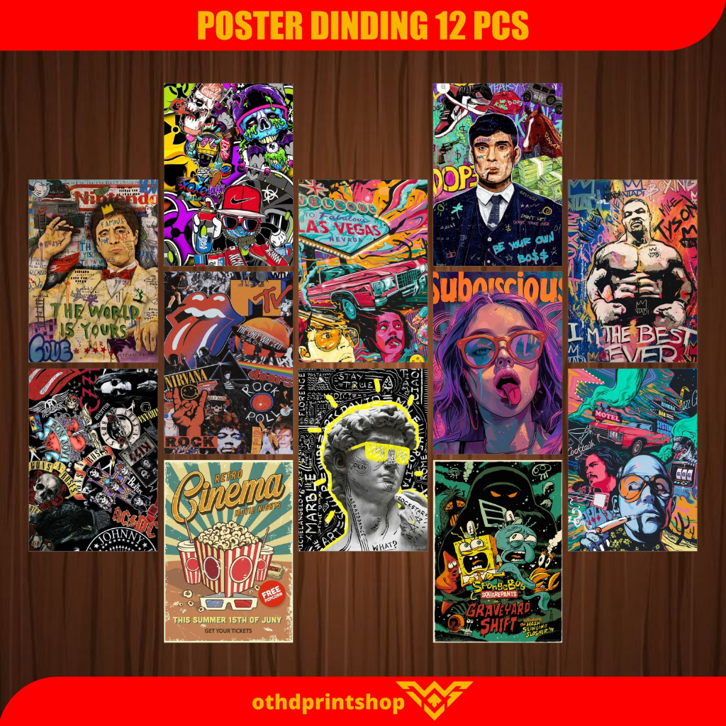 Poster Dinding 12 pcs Poster Random Poster Aestetic Estetik Poster Dinding Kamar Cewek Cowok