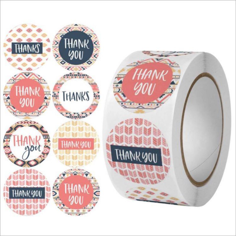 

Amiinah Store Sticker Thank You Roll Isi 100 Pcs Self Adhesive Seal Label Roll Sticker Thank You 2.4Cm Stiker Ucapan Terimakasih Bulat Tempel Segel Order Packing Motif Bunga Love Serbaguna