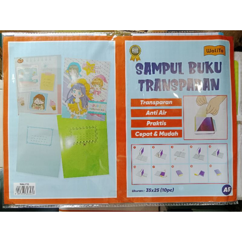

STIKER PVC FILM / SAMPUL BUKU PERLINDUNG BUKU PLASTIK TEKSTIL ISI 10 LEMBAR TAHAN AIR UKURAN KWARTO, BOXY dan A4