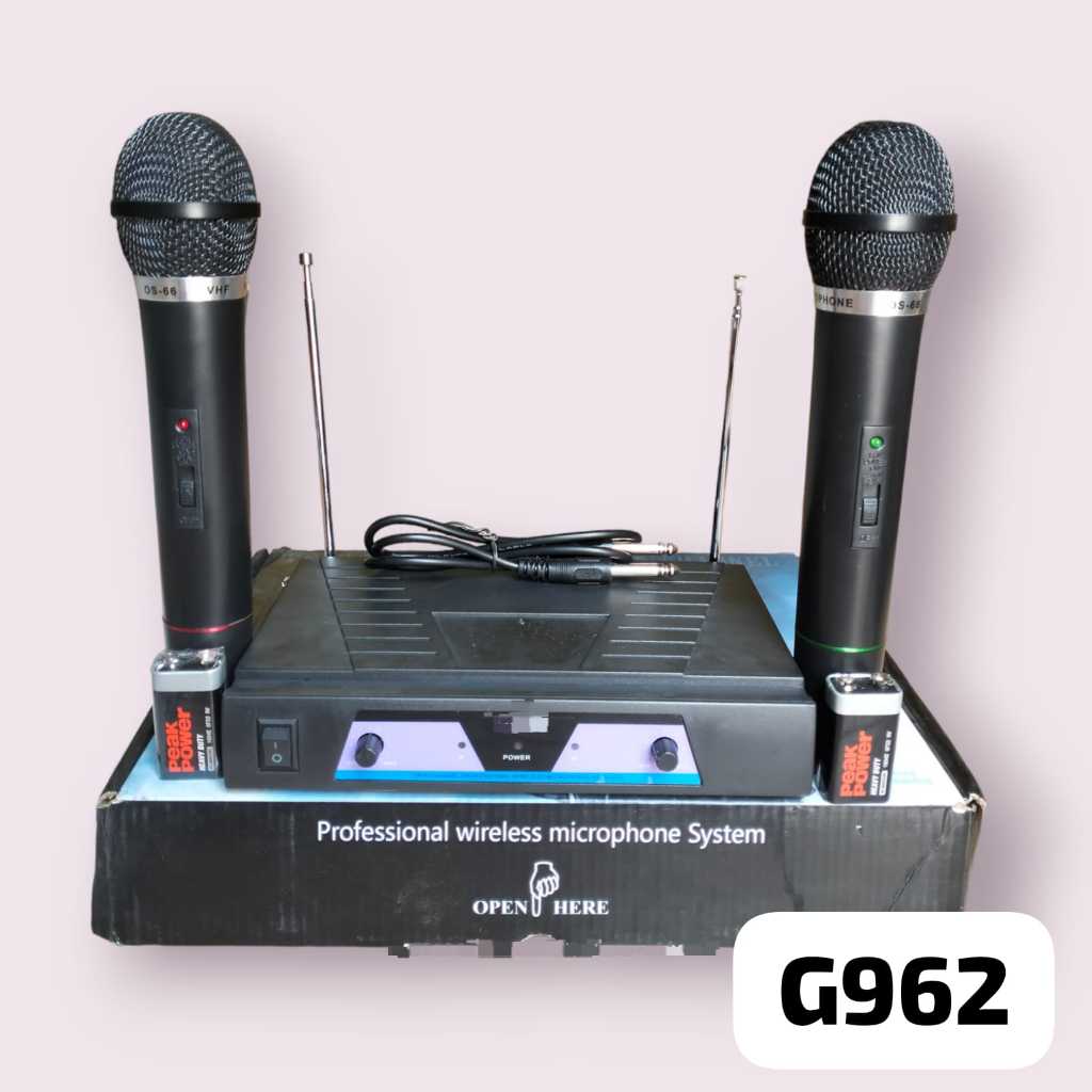 G962 DUAL WIRELESS MIC MIK MIX NIRKABEL DOUBLE MICROPHONE WIRELES TANPA KABEL SEPASANG MIC UHF WIREL