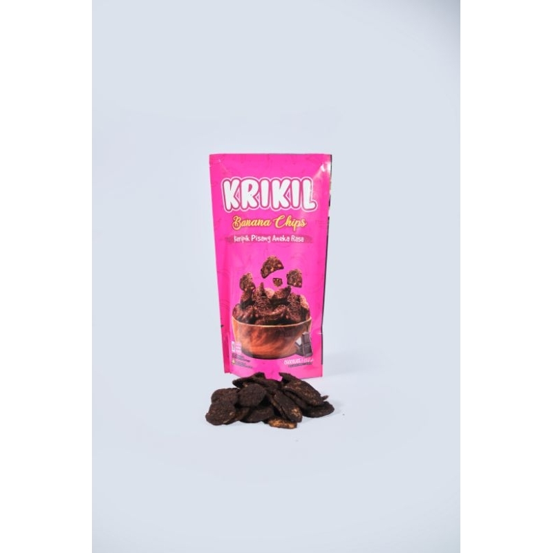 

krikil banana chips/Keripik pisang coklat/keripik pisang/camilan enak/coklat/75gram/krikilbananachoco