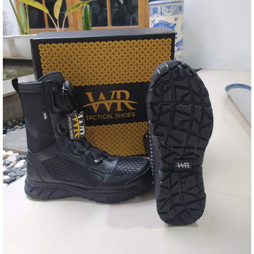 Sepatu WR Tactical / Sepatu PDL model tali putar WR tactical boots Libra / WR Sepatu PDL Brimob, TNI