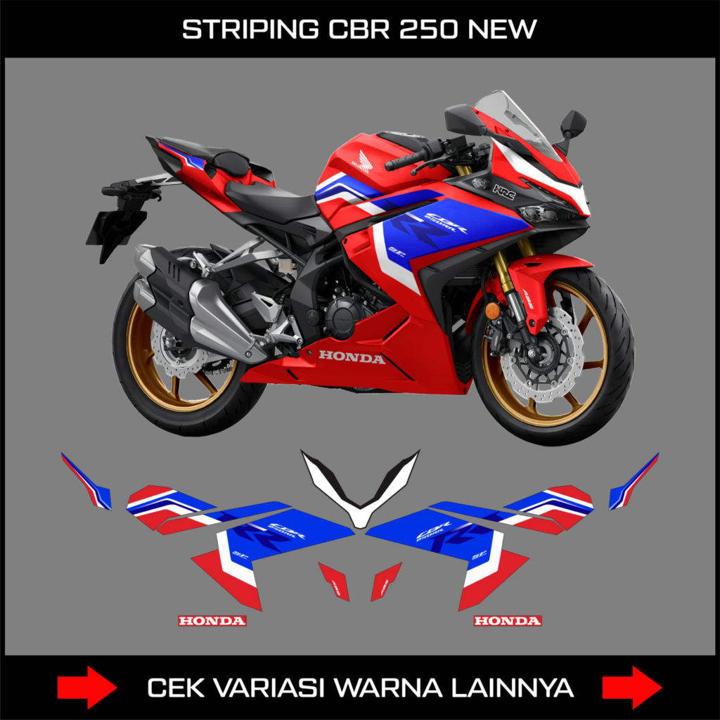 STRIPING CBR250RR EDISI TRICOLOR / STIKER DECAL SEMI FULL BODY MOTOR HONDA CBR 250RR NEW