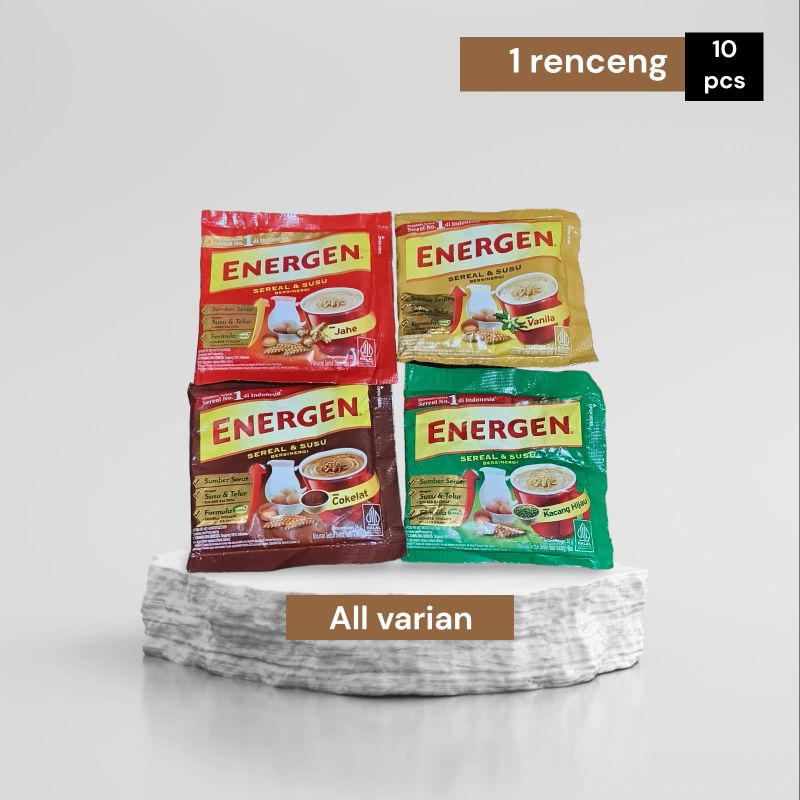 

Energen sereal (10 sachet) rasa vanila/cokelat/kacang hijau