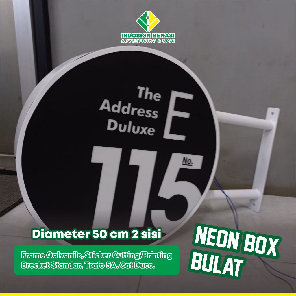 Neon box bulat Diameter 50cm - 2 sisi