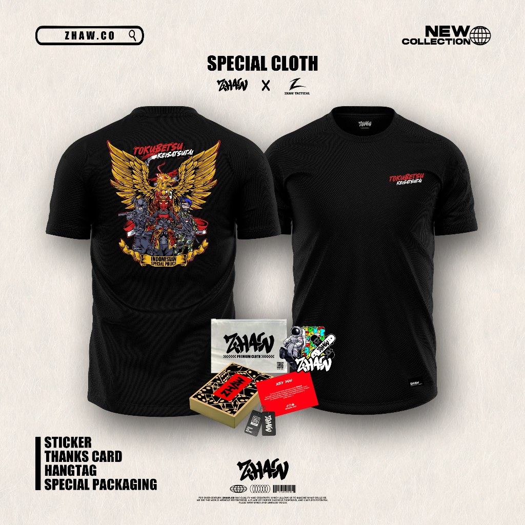 Kaos T-shirt Pria dan Wanita Unisex 100% Cotton 24s. Kaos Tokubetsu Keisatsutai/BRIMOB. ZHAW TACTICA