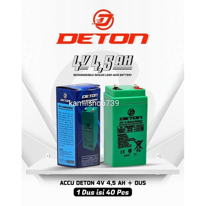 Baterai aki kering 4v 4,5Ah (20Hr) merk Deton aki kering cas timbangan