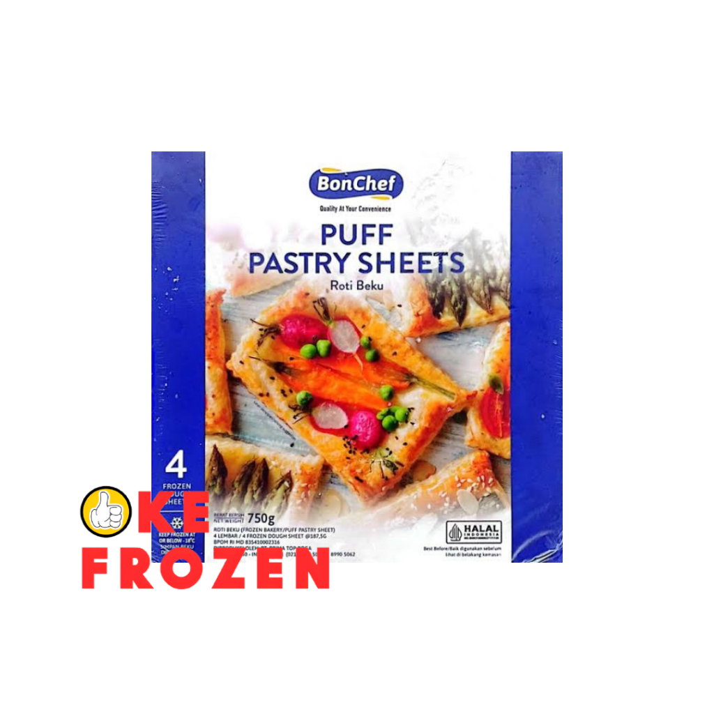 

BONCHEF PUFF PASTRY 750GR ISI 4 LEMBAR / PUFF PASTRI / BAKERY