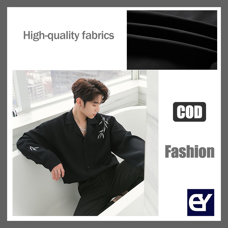 【Gaya panas】kemeja baju putih baju lengan panjang pria kemeja motif kemeja pria keren kemeja import