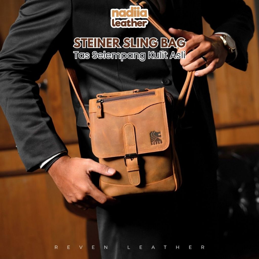 Tas Selempang Pria Kulit Asli Sling Bag Anti Air Reven Steiner Bag