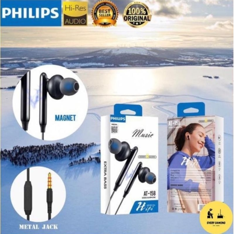 Headset Philips Bass Plus / Earphone Philips AT-158 / Handsfree Super Bass / New AT-158 Bass+