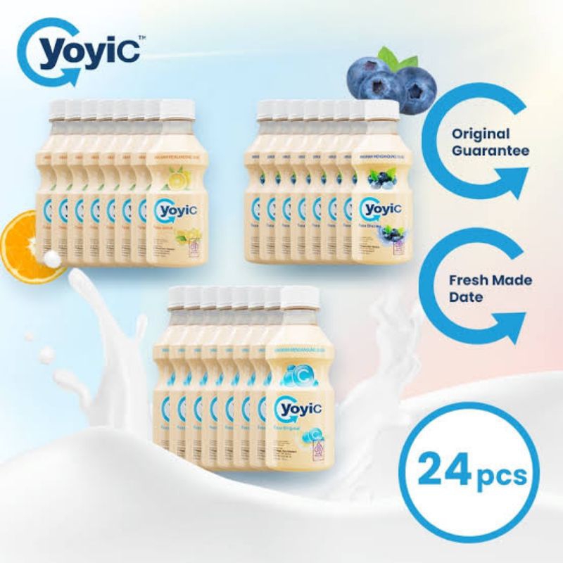 

YoyiC Yogurt original 130ml (Promo 2 lusin 24 botol) Bisa mix rasa original,jeruk ,blueberry