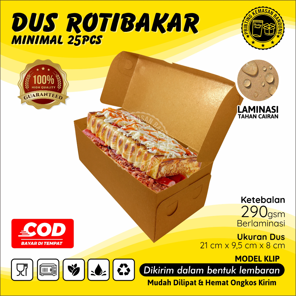Dus Roti Bakar Bandung Box Kraft 290gsm Kotak Kue Brownies Donat Bomboloni