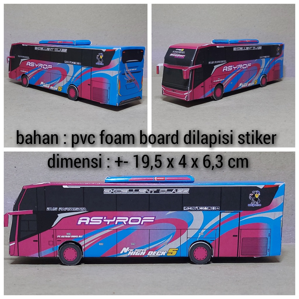 Miniatur Bus Asyrof Pink Casper Jetbus 5 - Papercraft Kurniatravel